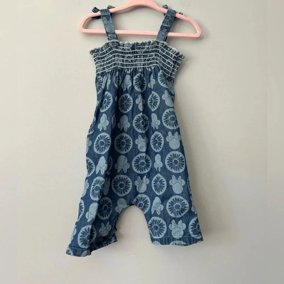 Disney Baby Minnie Mouse Romper | Chambray Smocked | 6-9M - Picture 3 of 5
